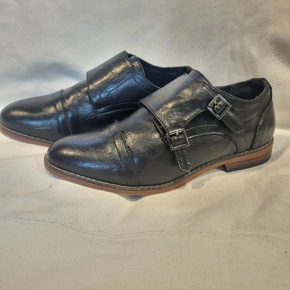 Steve Madden Babrams Black Double Monk Strap Dress Shoe Youth Size 4
